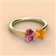 2 - Tanya Oval Shape Pink Tourmaline & Cushion Shape Citrine 2 Stone Duo Ring 