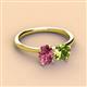 2 - Tanya Oval Shape Pink Tourmaline & Cushion Shape Peridot 2 Stone Duo Ring 