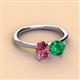 2 - Tanya Oval Shape Pink Tourmaline & Cushion Shape Emerald 2 Stone Duo Ring 