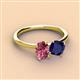 3 - Tanya Oval Shape Pink Tourmaline & Cushion Shape Blue Sapphire 2 Stone Duo Ring 