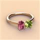 2 - Tanya Oval Shape Pink Tourmaline & Cushion Shape Peridot 2 Stone Duo Ring 