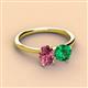 2 - Tanya Oval Shape Pink Tourmaline & Cushion Shape Emerald 2 Stone Duo Ring 
