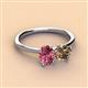 2 - Tanya Oval Shape Pink Tourmaline & Cushion Shape Smoky Quartz 2 Stone Duo Ring 