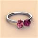 2 - Tanya Oval Shape Pink Tourmaline & Cushion Shape Rhodolite Garnet 2 Stone Duo Ring 