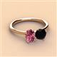 2 - Tanya Oval Shape Pink Tourmaline & Cushion Shape Black Onyx 2 Stone Duo Ring 