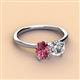 2 - Tanya Oval Shape Pink Tourmaline & Cushion Shape Forever One Moissanite 2 Stone Duo Ring 