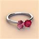 2 - Tanya Oval Shape Pink Tourmaline & Cushion Shape Ruby 2 Stone Duo Ring 