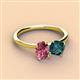 2 - Tanya Oval Shape Pink Tourmaline & Cushion Shape London Blue Topaz 2 Stone Duo Ring 