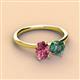 2 - Tanya Oval Shape Pink Tourmaline & Cushion Shape Lab Created Alexandrite 2 Stone Duo Ring 