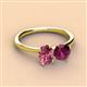 2 - Tanya Oval Shape Pink Tourmaline & Cushion Shape Rhodolite Garnet 2 Stone Duo Ring 