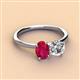 2 - Tanya Oval Shape Ruby & Cushion Shape GIA Certified Diamond 2 Stone Duo Ring 