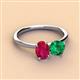 2 - Tanya Oval Shape Ruby & Cushion Shape Emerald 2 Stone Duo Ring 