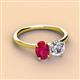 2 - Tanya Oval Shape Ruby & Cushion Shape Forever Brilliant Moissanite 2 Stone Duo Ring 