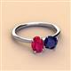 2 - Tanya Oval Shape Ruby & Cushion Shape Blue Sapphire 2 Stone Duo Ring 