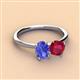 2 - Tanya Oval Shape Tanzanite & Cushion Shape Ruby 2 Stone Duo Ring 