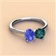 2 - Tanya Oval Shape Tanzanite & Cushion Shape London Blue Topaz 2 Stone Duo Ring 