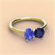 2 - Tanya Oval Shape Tanzanite & Cushion Shape Blue Sapphire 2 Stone Duo Ring 