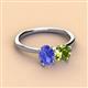 2 - Tanya Oval Shape Tanzanite & Cushion Shape Peridot 2 Stone Duo Ring 