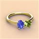 2 - Tanya Oval Shape Tanzanite & Cushion Shape Peridot 2 Stone Duo Ring 