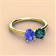 2 - Tanya Oval Shape Tanzanite & Cushion Shape London Blue Topaz 2 Stone Duo Ring 