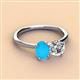 2 - Tanya Oval Shape Turquoise & Cushion Shape GIA Certified Diamond 2 Stone Duo Ring 