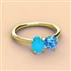 2 - Tanya Oval Shape Turquoise & Cushion Shape Blue Topaz 2 Stone Duo Ring 