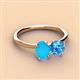 2 - Tanya Oval Shape Turquoise & Cushion Shape Blue Topaz 2 Stone Duo Ring 