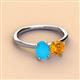 2 - Tanya Oval Shape Turquoise & Cushion Shape Citrine 2 Stone Duo Ring 