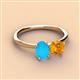 2 - Tanya Oval Shape Turquoise & Cushion Shape Citrine 2 Stone Duo Ring 