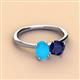 2 - Tanya Oval Shape Turquoise & Cushion Shape Blue Sapphire 2 Stone Duo Ring 