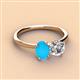 2 - Tanya Oval Shape Turquoise & Cushion Shape Forever One Moissanite 2 Stone Duo Ring 