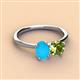 2 - Tanya Oval Shape Turquoise & Cushion Shape Peridot 2 Stone Duo Ring 