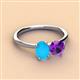 2 - Tanya Oval Shape Turquoise & Cushion Shape Amethyst 2 Stone Duo Ring 