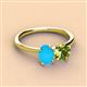 2 - Tanya Oval Shape Turquoise & Cushion Shape Peridot 2 Stone Duo Ring 