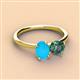 2 - Tanya Oval Shape Turquoise & Cushion Shape Lab Created Alexandrite 2 Stone Duo Ring 