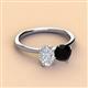 2 - Tanya Oval Shape White Sapphire & Cushion Shape Black Onyx 2 Stone Duo Ring 
