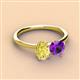 2 - Tanya Oval Shape Yellow Sapphire & Cushion Shape Amethyst 2 Stone Duo Ring 