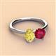 2 - Tanya Oval Shape Yellow Sapphire & Cushion Shape Ruby 2 Stone Duo Ring 