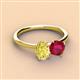 2 - Tanya Oval Shape Yellow Sapphire & Cushion Shape Ruby 2 Stone Duo Ring 