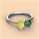 2 - Tanya Oval Shape Yellow Sapphire & Cushion Shape Lab Created Alexandrite 2 Stone Duo Ring 