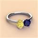 2 - Tanya Oval Shape Yellow Sapphire & Cushion Shape Blue Sapphire 2 Stone Duo Ring 