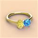 2 - Tanya Oval Shape Yellow Sapphire & Cushion Shape Blue Topaz 2 Stone Duo Ring 