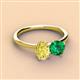 2 - Tanya Oval Shape Yellow Sapphire & Cushion Shape Emerald 2 Stone Duo Ring 