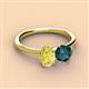2 - Tanya Oval Shape Yellow Sapphire & Cushion Shape London Blue Topaz 2 Stone Duo Ring 