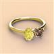 2 - Tanya Oval Shape Yellow Sapphire & Cushion Shape Smoky Quartz 2 Stone Duo Ring 
