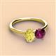 2 - Tanya Oval Shape Yellow Sapphire & Cushion Shape Rhodolite Garnet 2 Stone Duo Ring 