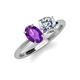 3 - Tanya Oval Shape Amethyst & Cushion Shape GIA Certified Diamond 2 Stone Duo Ring 