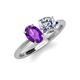 3 - Tanya Oval Shape Amethyst & Cushion Shape Forever Brilliant Moissanite 2 Stone Duo Ring 