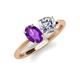 3 - Tanya Oval Shape Amethyst & Cushion Shape GIA Certified Diamond 2 Stone Duo Ring 