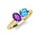 3 - Tanya Oval Shape Amethyst & Cushion Shape Blue Topaz 2 Stone Duo Ring 